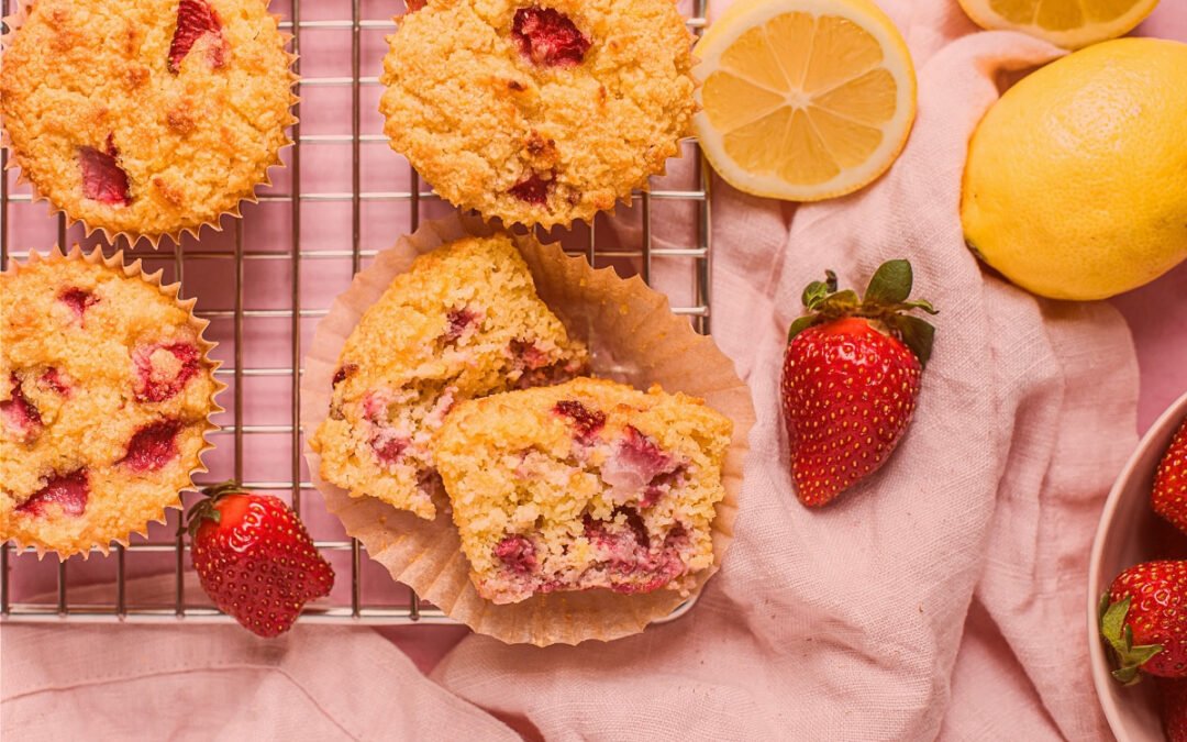 Paleo Grain-free, Sugar-free Strawberry Lemon Muffins